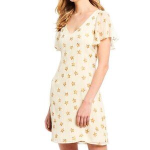 JB by Julie Brown Ramona Dress Size 12 Star Print V-neckline Flutter Sleeve New